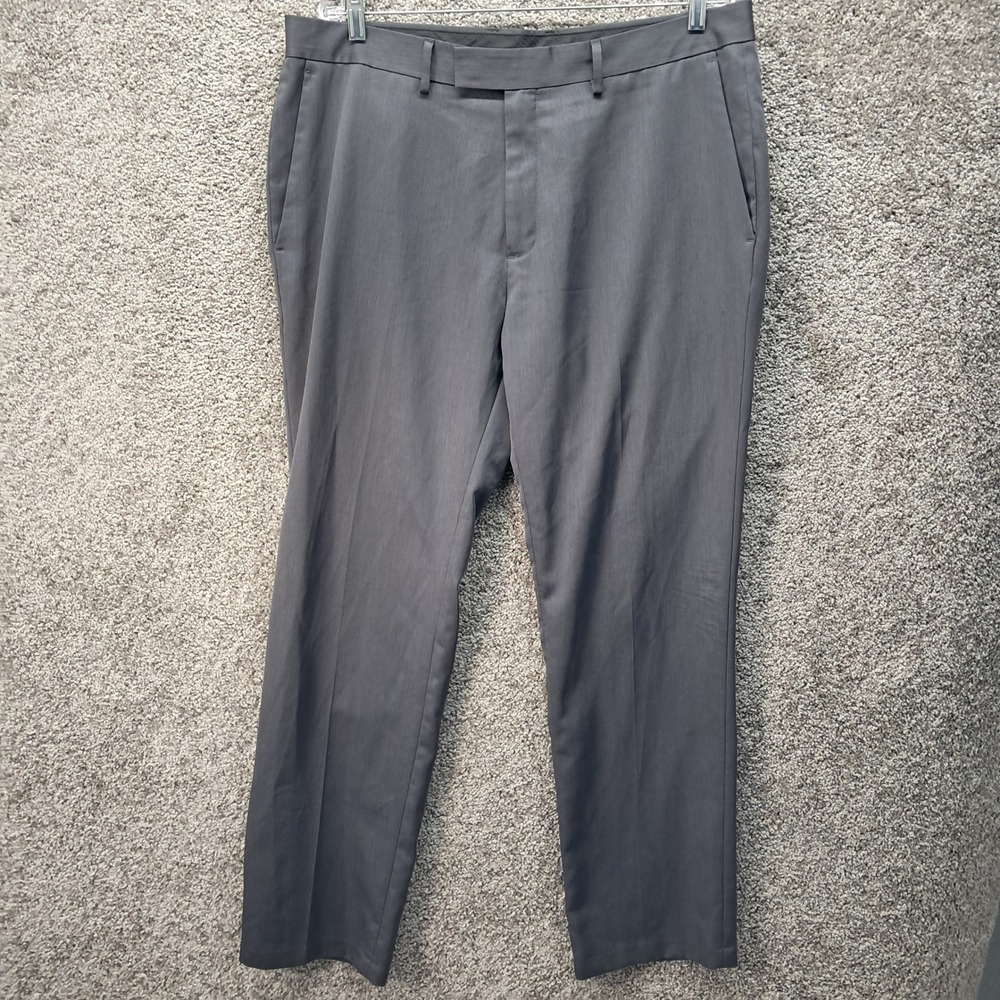 Kenneth Cole Reaction Mens Dress Pants 38x32 Charcoal Gray Flat Front 2503312